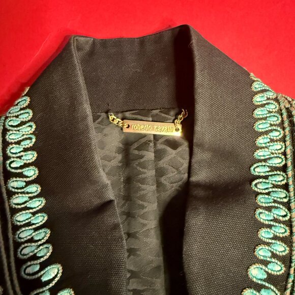 Roberto Cavalli Embroidered Cotton Jacket – Black, Y2K Style, Women’s M - Picture 6 of 11